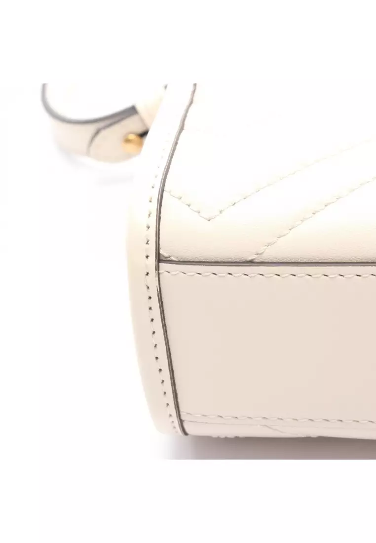 Pre-Loved Gucci GG Marmont chain handbag leather white 2WAY