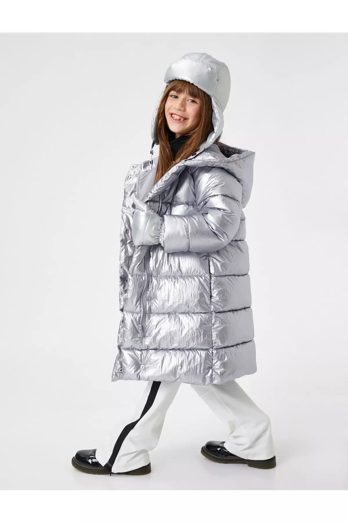 Long Puffer Jacket Hooded Padded Zipper Pocket