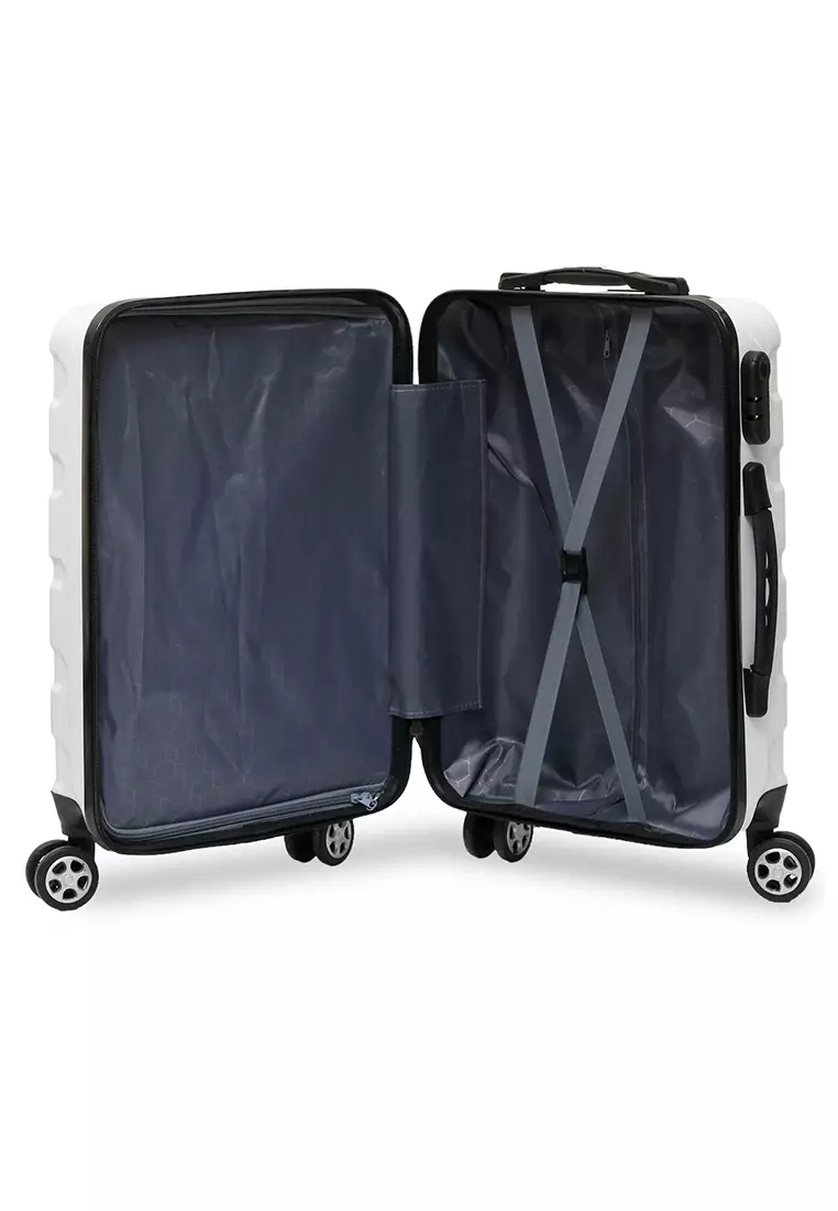 Carlton Koper Hardcase Unisex Size 20 Inch Tas Travel Combination Lock Large Compartment Material ABS+PVC Coated ORIGINAL - White