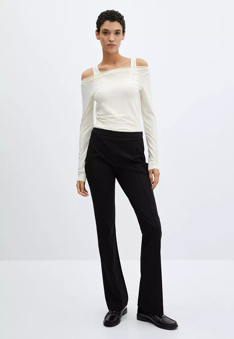 Buy Mango Seam-Detail Straight-Fit Trousers 2024 Online