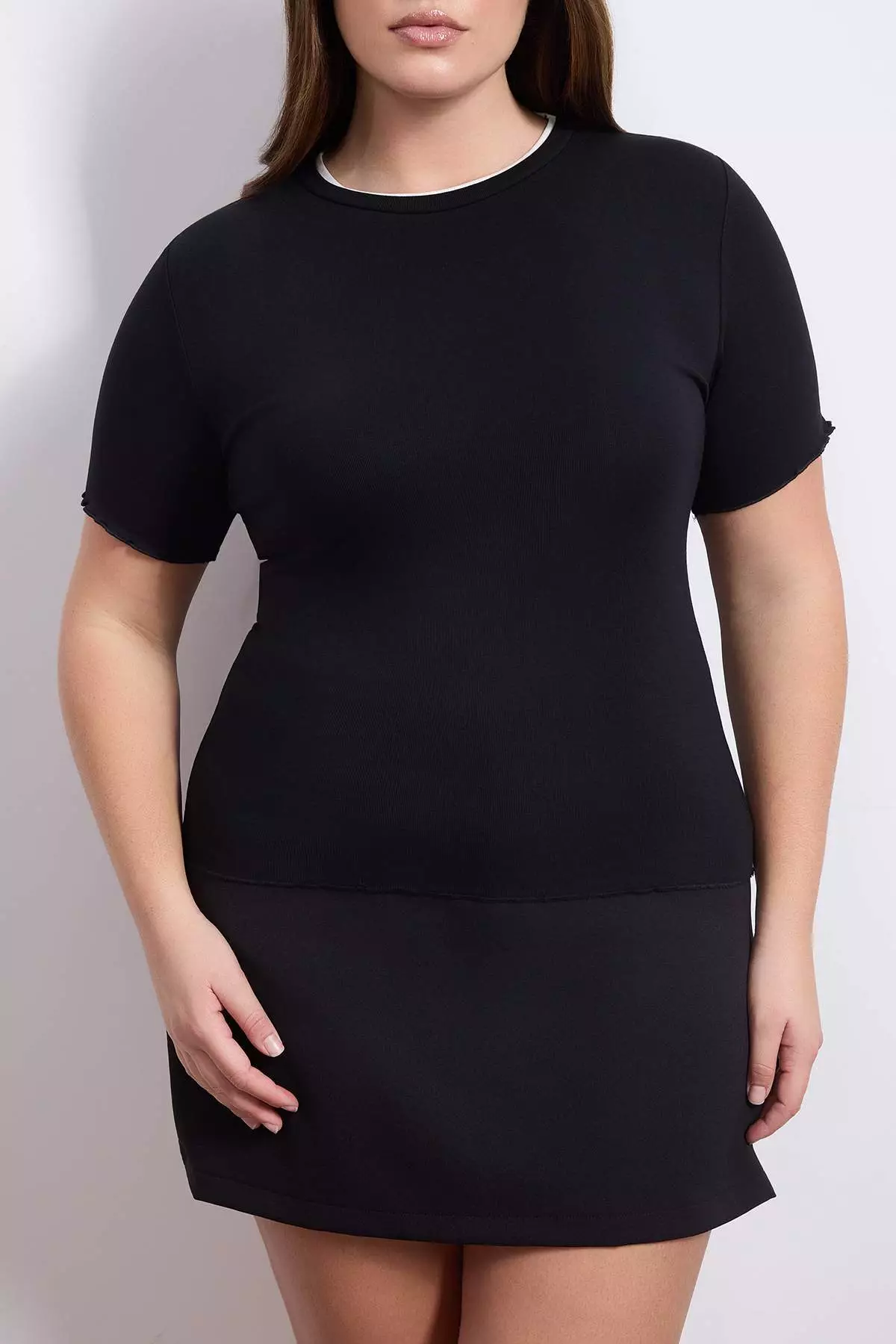 Wardrobe Essentials Black Collar Piped Detail Soft Keys Knitted Large Size Blouse Tbbss26Af00025
