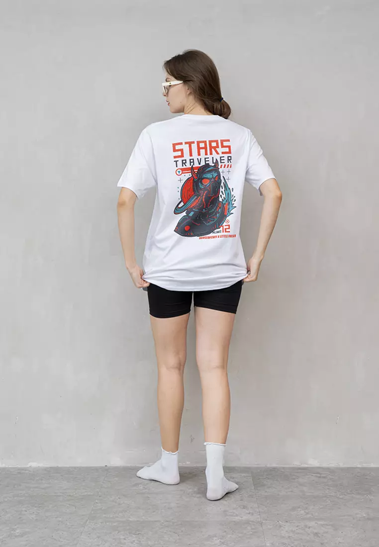 Kaos Putih t shirt polos wanita houseofcuff motif Stars