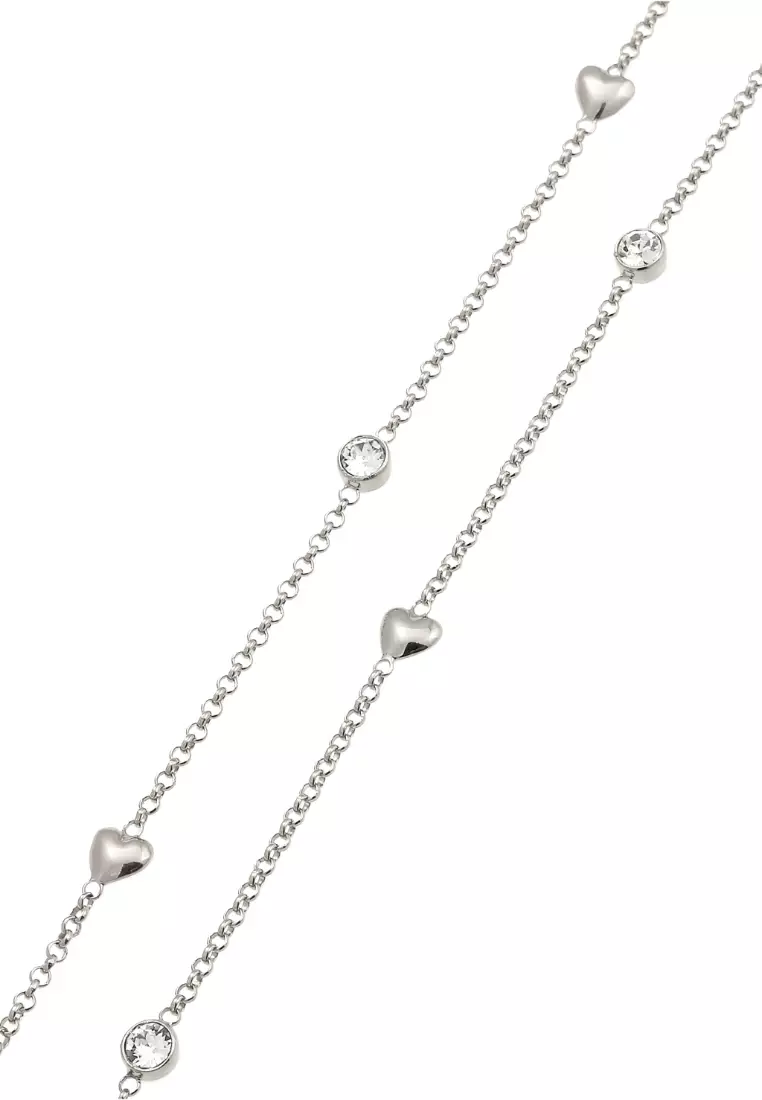 Necklace Delicate Heart Gold Plated Embellished With Crystals By Swarovski®