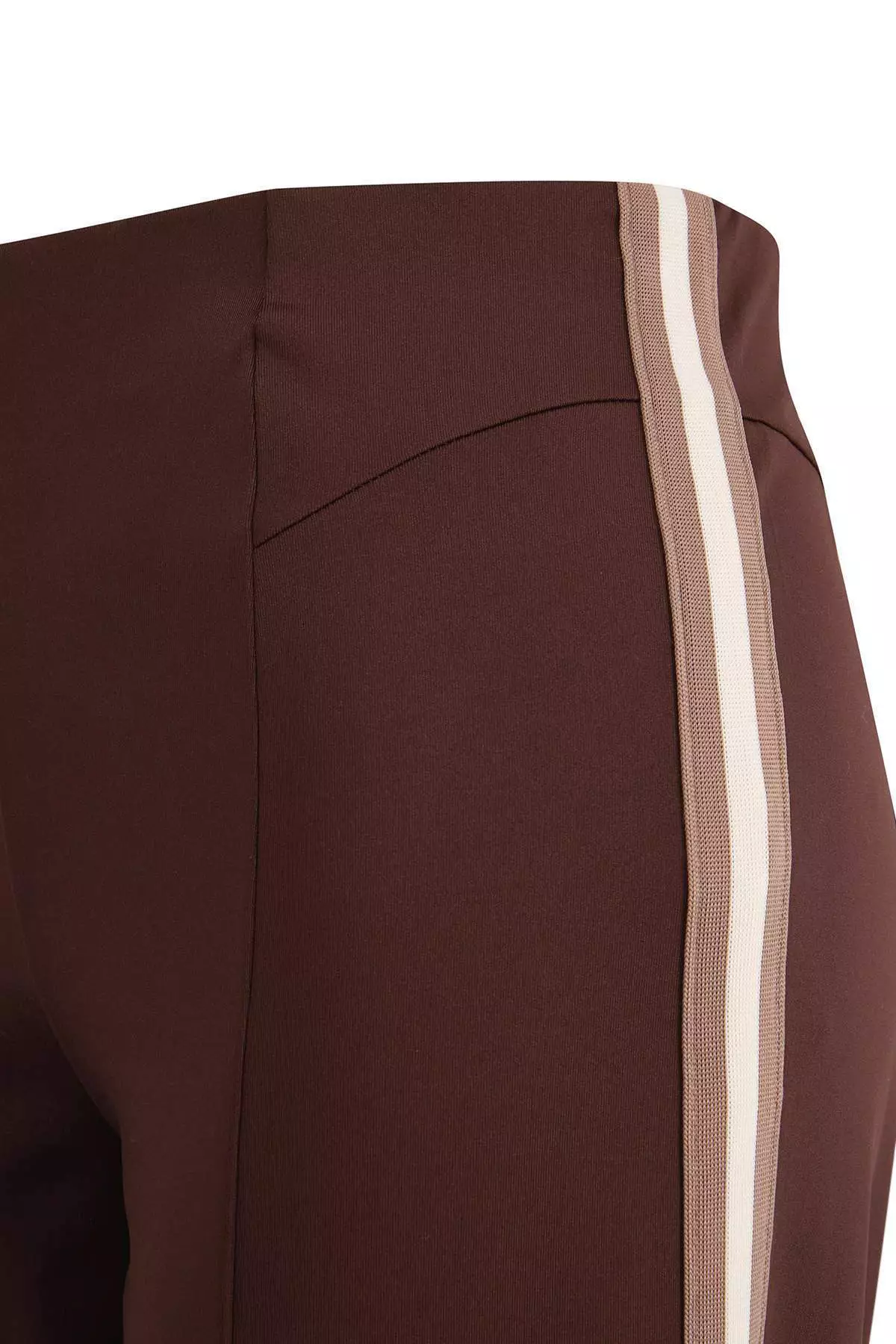 Brown Striped Diver/Scuba Fabric Knitted Sports Sweatpants Thmss26Ea2