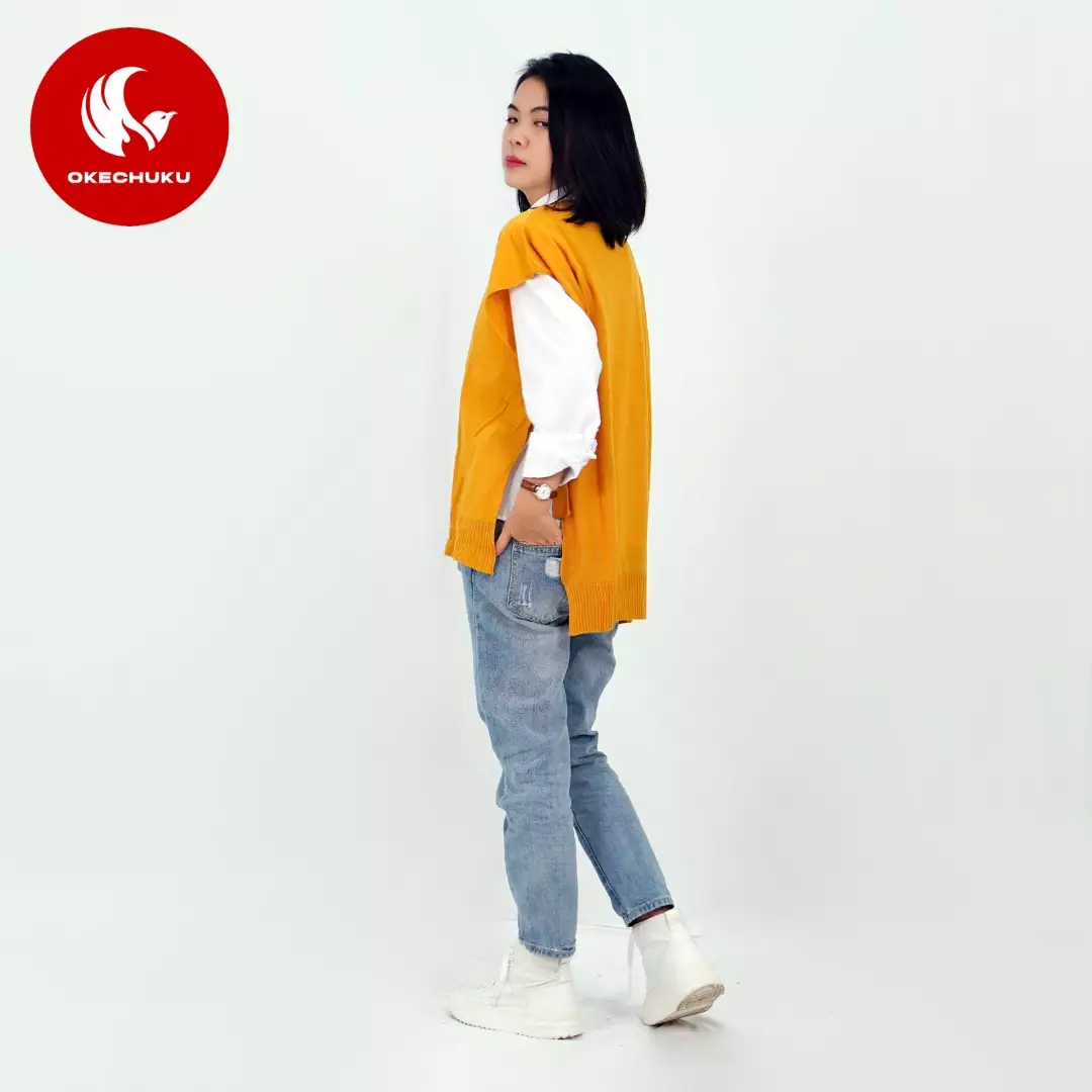 OKECHUKU Andien Knit Vest Korean Style Rompi Rajut Wanita Polos Vest Tali Outer Hijab