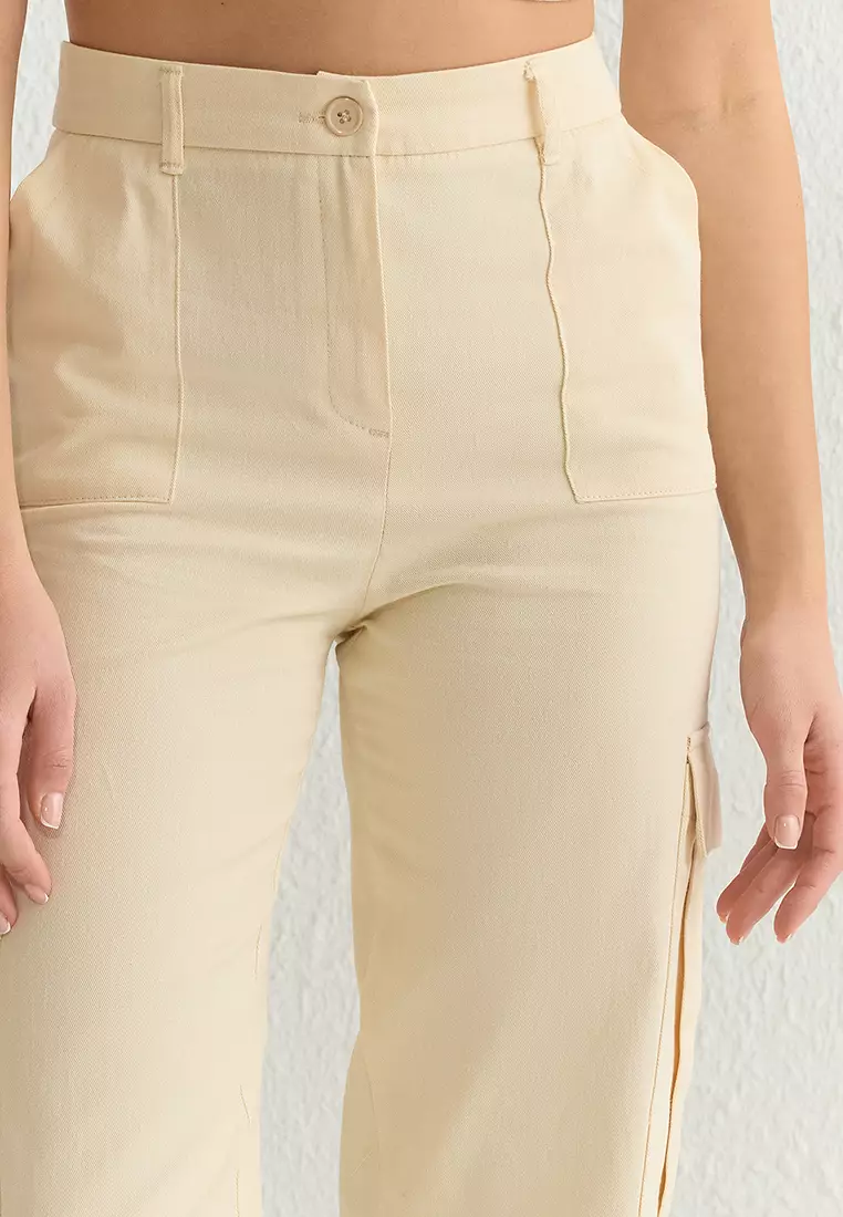 Straight Cut Double Pocket Cargo Trousers
