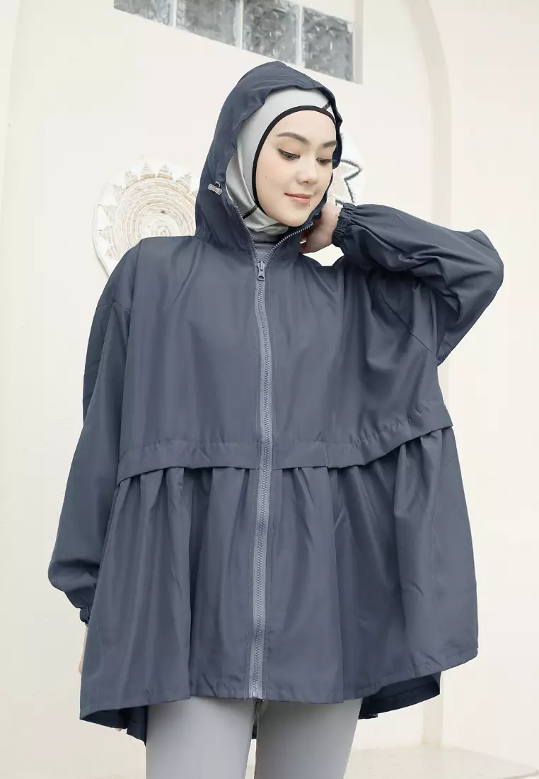 Zelena - Archie Sports Jacket | Jaket Olahraga Wanita Ruffle - Dark Grey