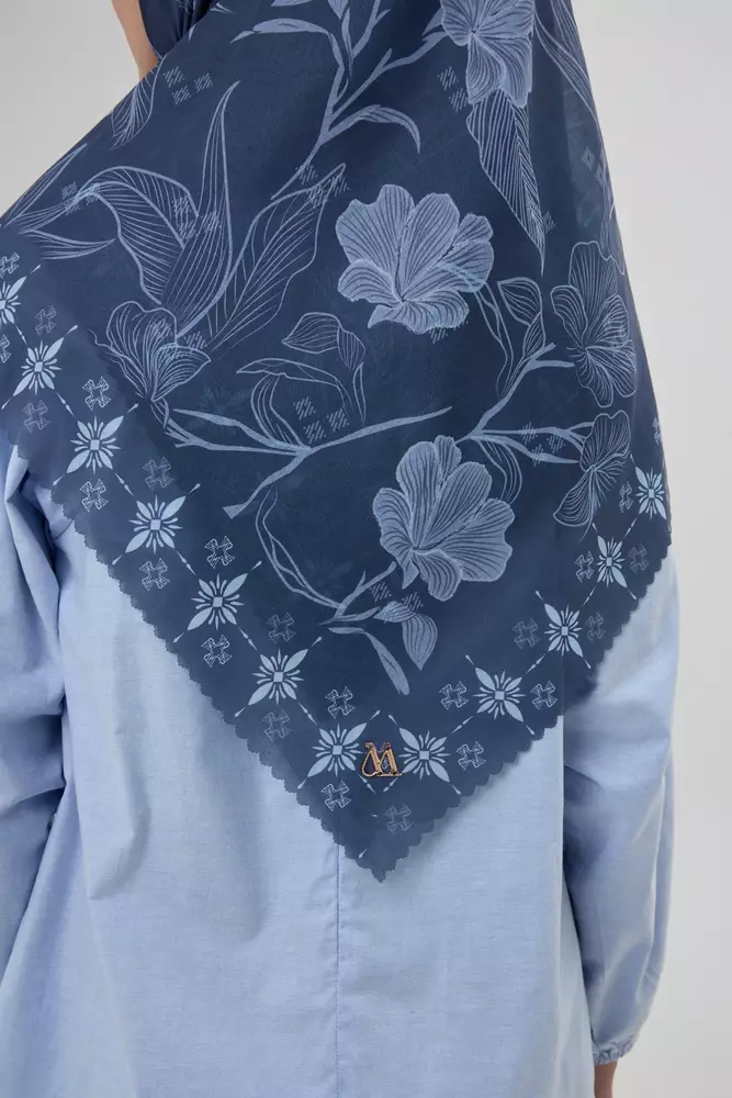 MFMW Twilight Scarf - Kerudung Segi Empat Premium Motif Bunga - River Mist