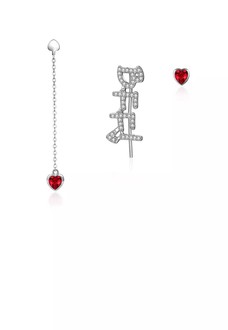Red heart cheap dangle earrings