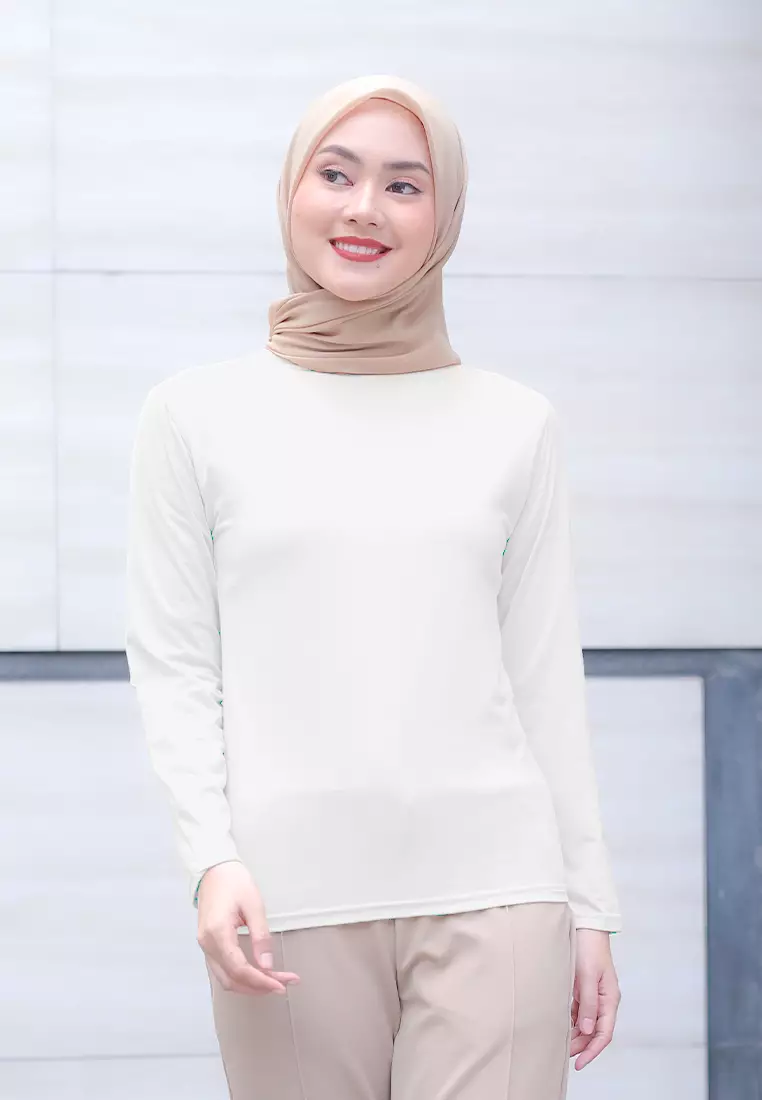 Cotton Bee - Manset Lengan Panjang Aneisha Inner Rayon - Broken White - L 