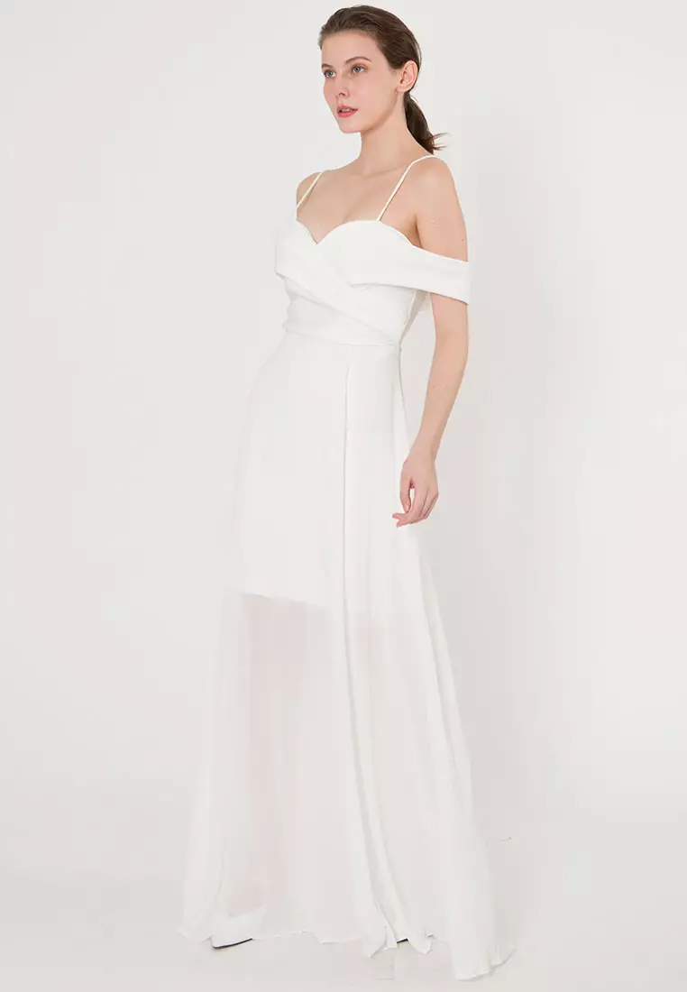 露肩雪纺晚礼服