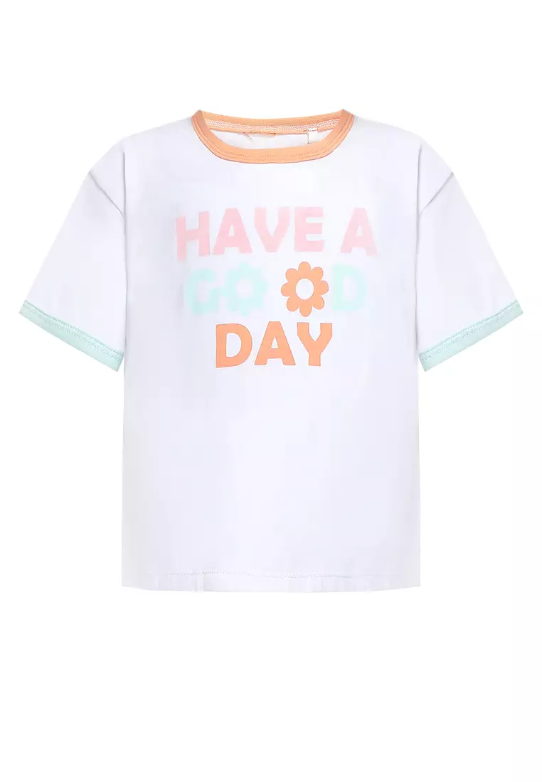 Qna Girl Badla T-shirt Pendek Anak Putih