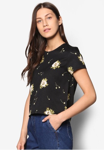 Collection 花卉印花短袖T-shirt、 服飾、 上衣ZALORACollection花卉印花短袖上衣最新折價