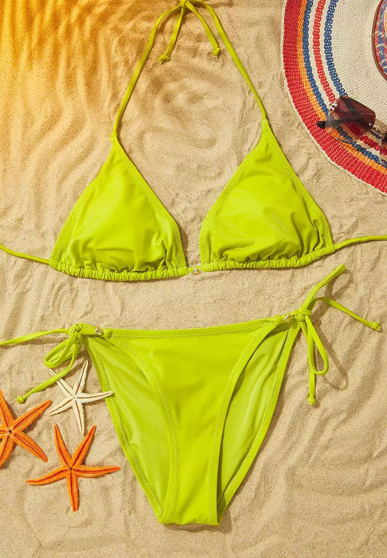 Green Triangle Accessory Regular Bikini Set TBESS25BT00055