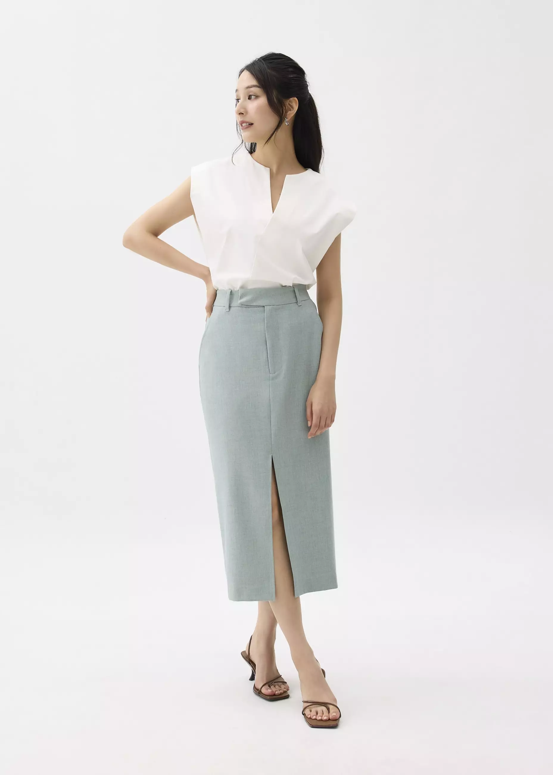 Rok Wanita - Iman Tailored Column Midi Skirt