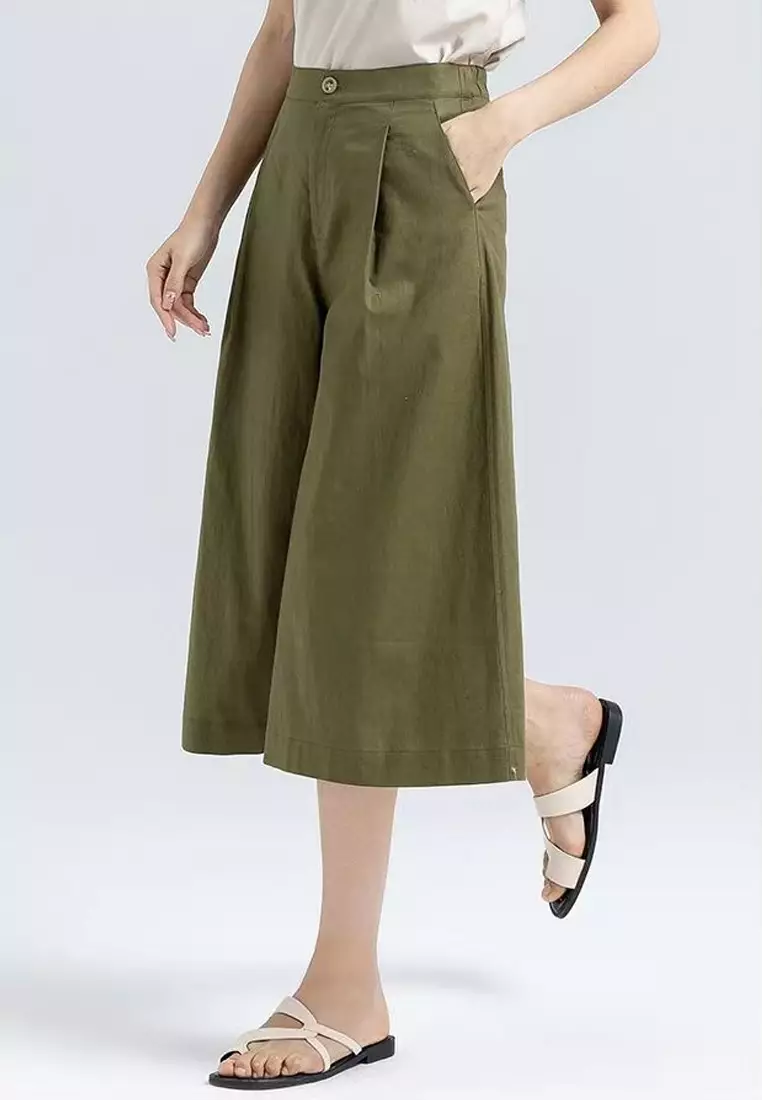 Crimped Cotton-flax Wide-legged Pants RZ-C138