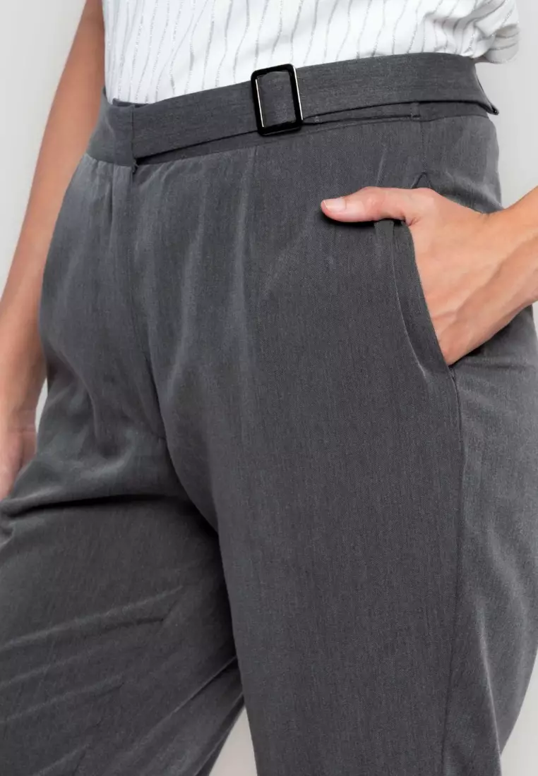 Anika Slim Pants with Self Adjustable Side Belt