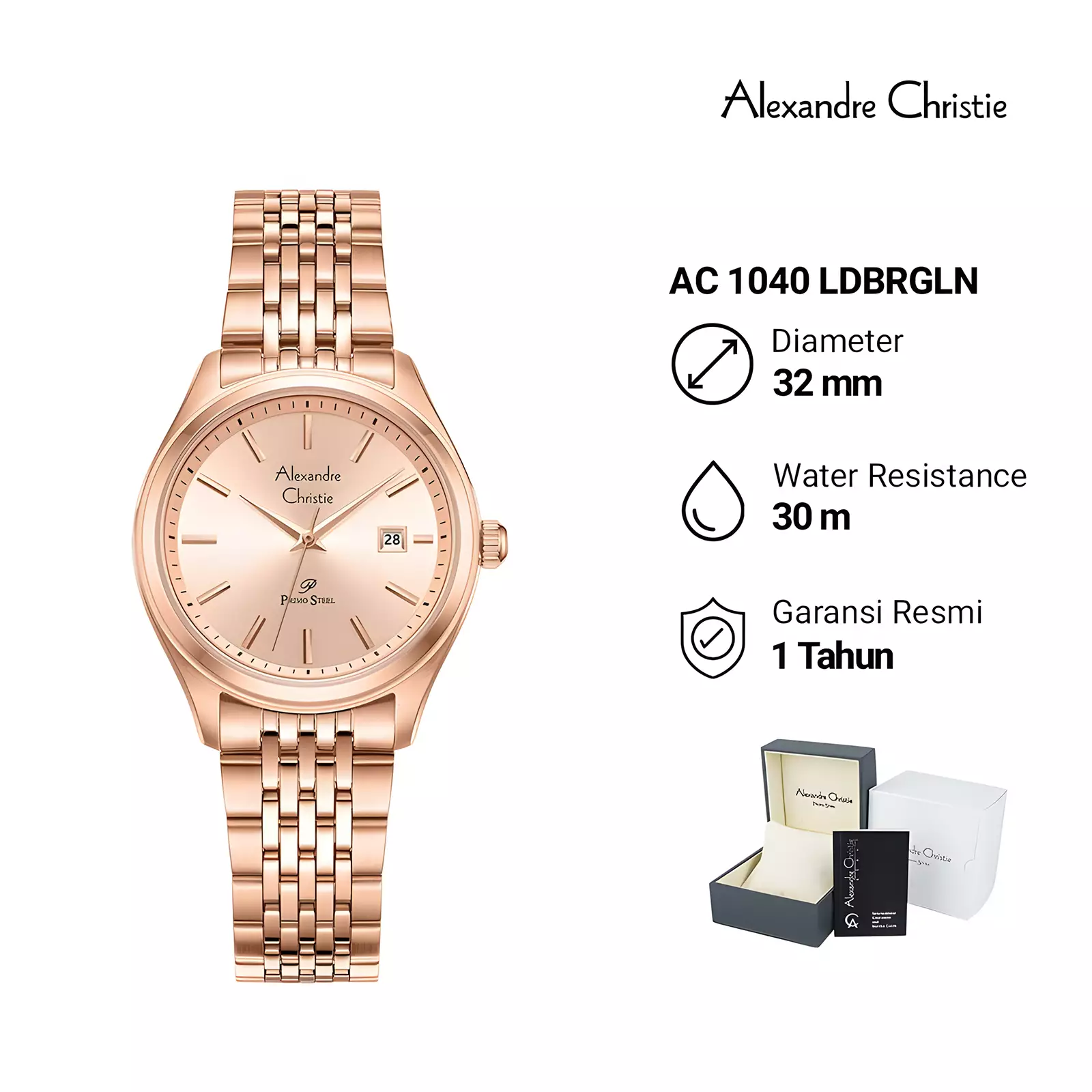 Jam Tangan Analog Wanita - Primo Series - Rose Gold - Stainless Steel - 1040 LDBRGLN
