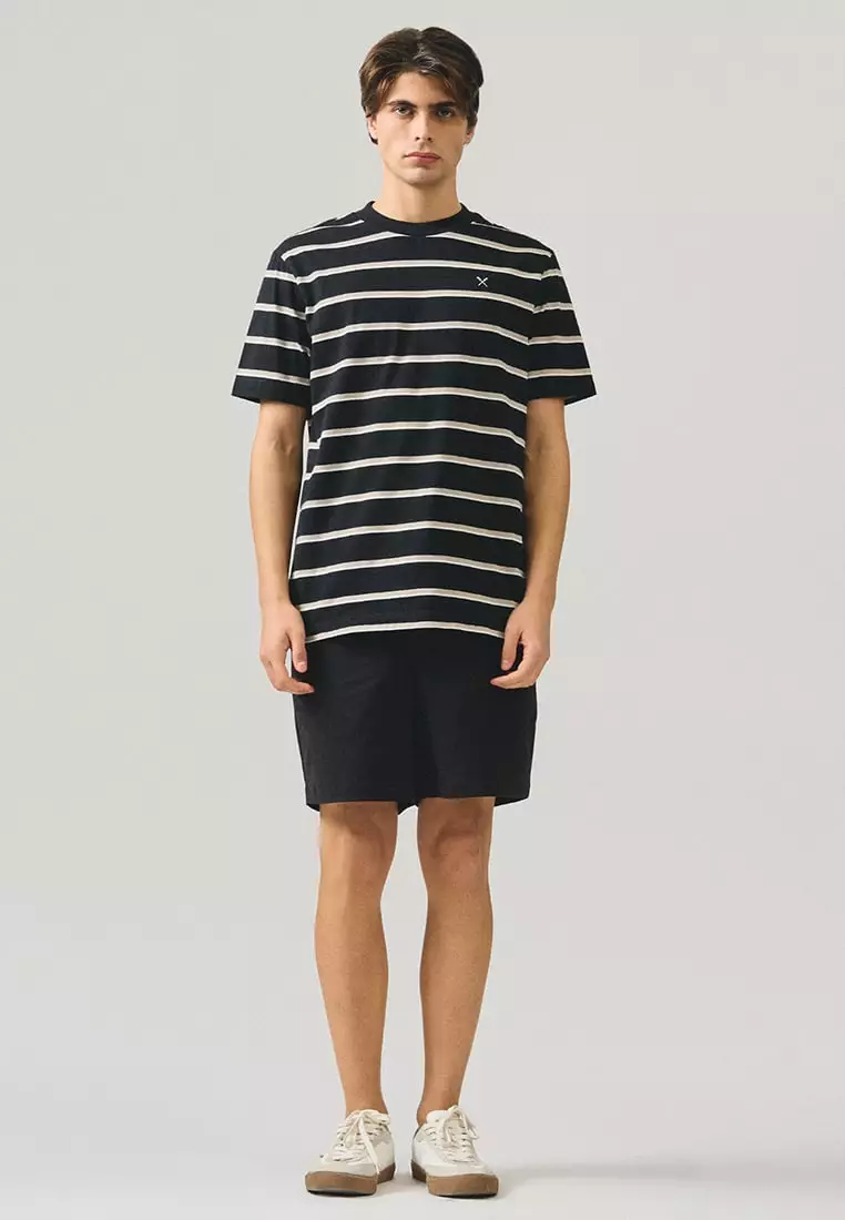 Regular Fit Striped T-Shirt In Brushed Heavy Jersey