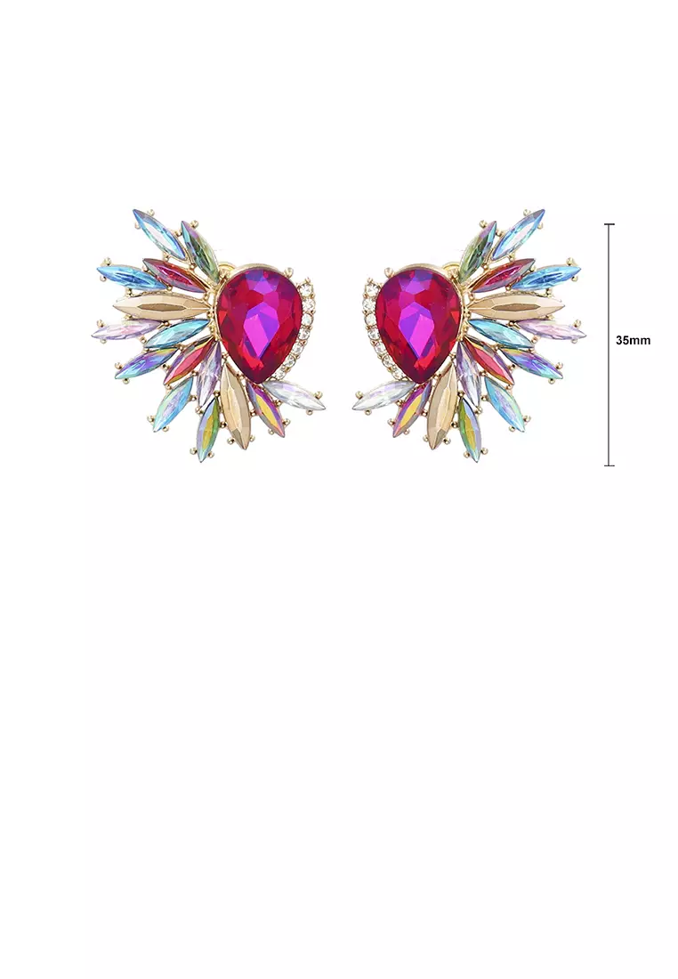ZAFITI Fashion Temperament Plated Gold Floral Geometric Stud Earrings ...
