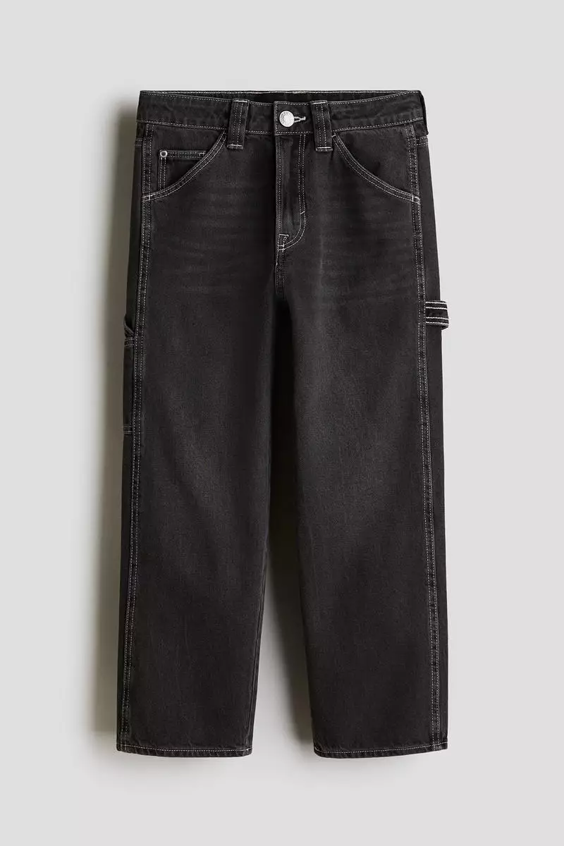 Carpenter Black Pants With White Stitching H&m Buy H&M Loose