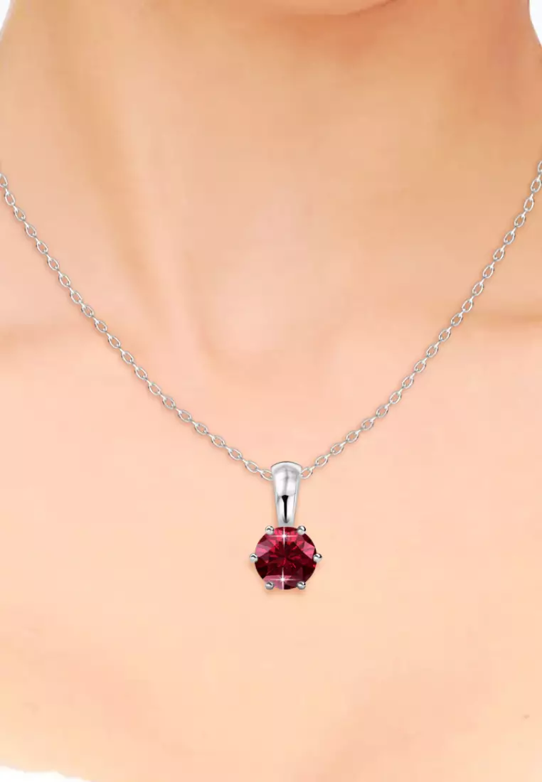 Birth Stone Pendant January Garnet - Kalung Crystal Swarovski by Her Jewellery