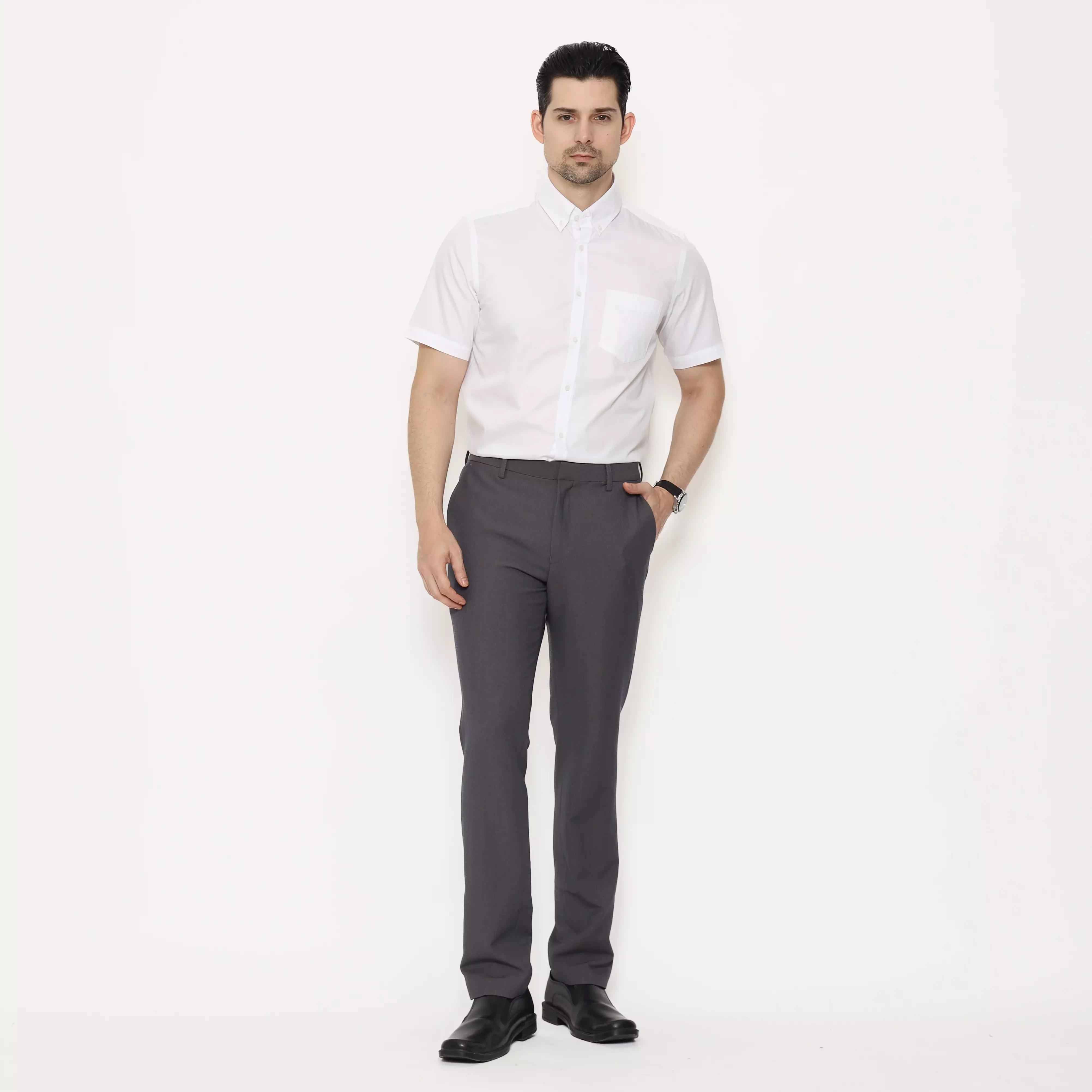 Lawell Celana Panjang Pria Slim Fit Dark Grey – Celana Kerja Formal Paul