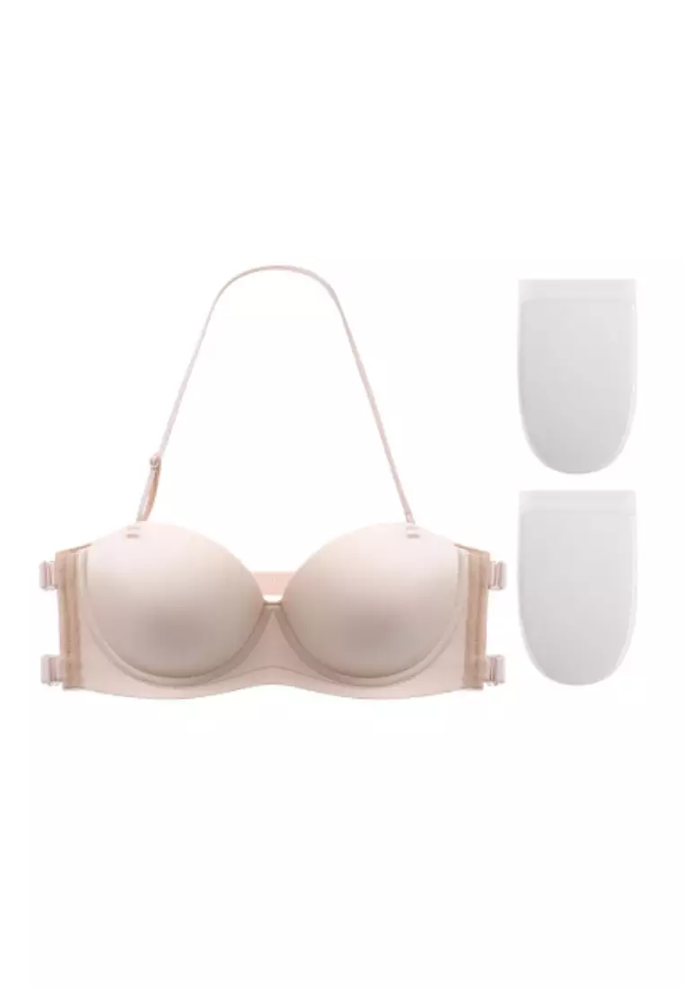 Amber 4 Ways Seamless Non Slip Anti-Slip Padded Push Up Bra in Nude 聚拢无肩带防滑高级内衣
