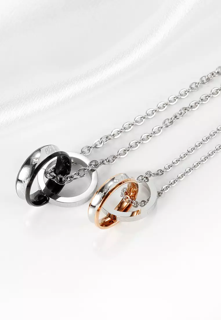 雙環緊扣情侶項鍊1套