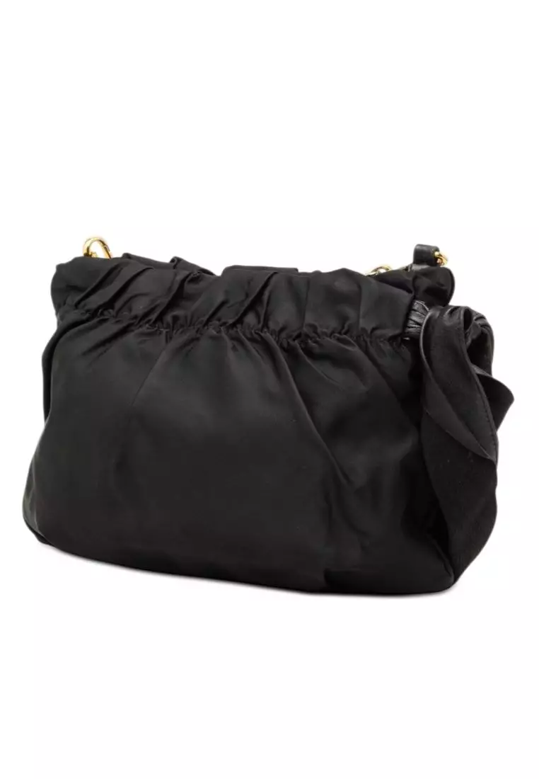 Pre-Loved Prada Tessuto Canapa Logo Bow Crossbody