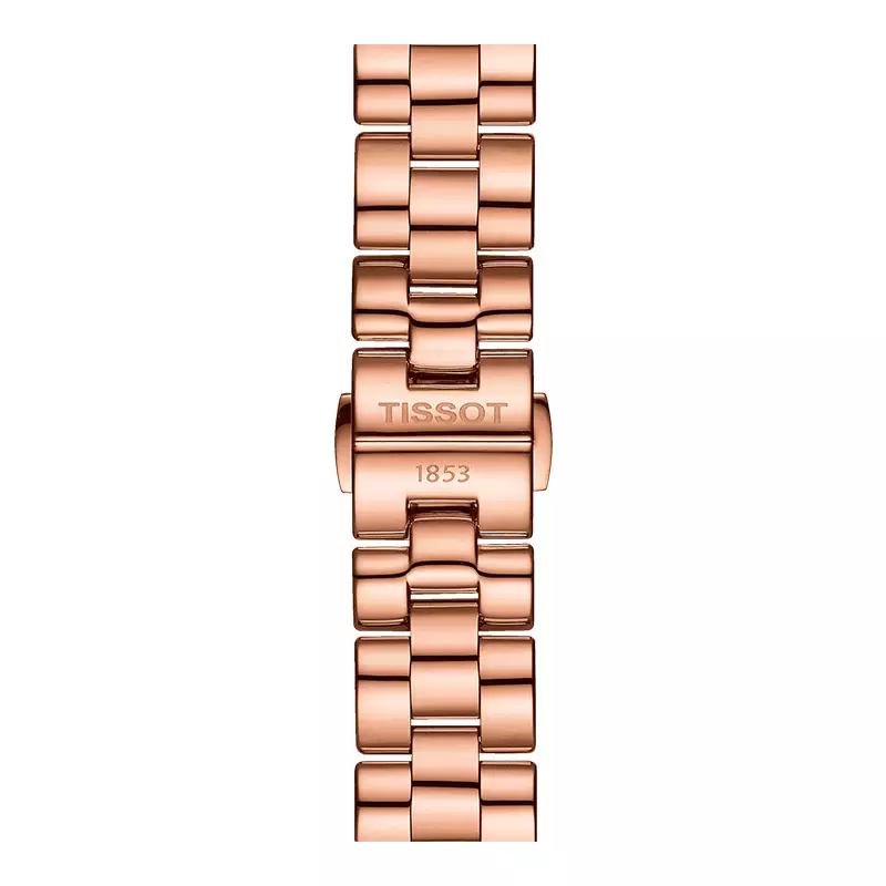 Jam Tangan Wanita Tissot T-Wave 30mm T112.210.33.111.00 White Mother of Pearl Dial Rose Gold Stainless Steel Strap