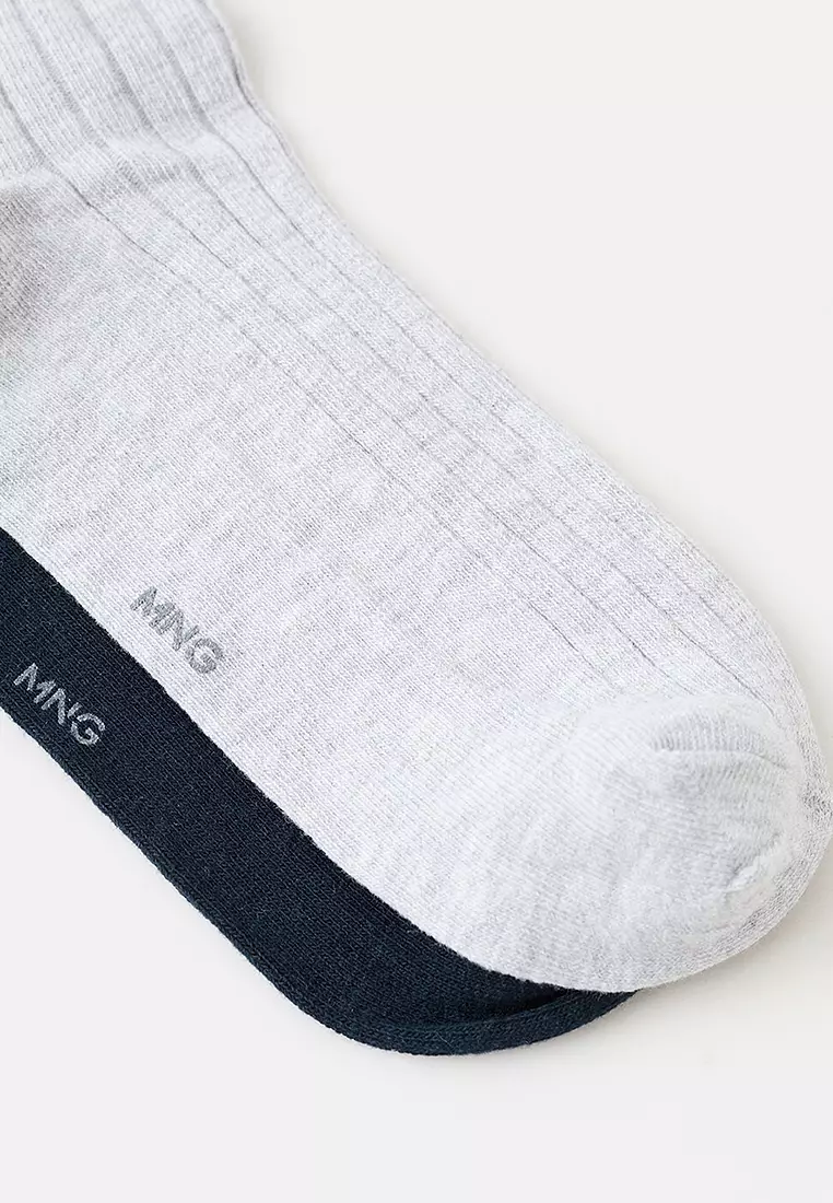Pack Of 2 Ribbed Cotton Socks