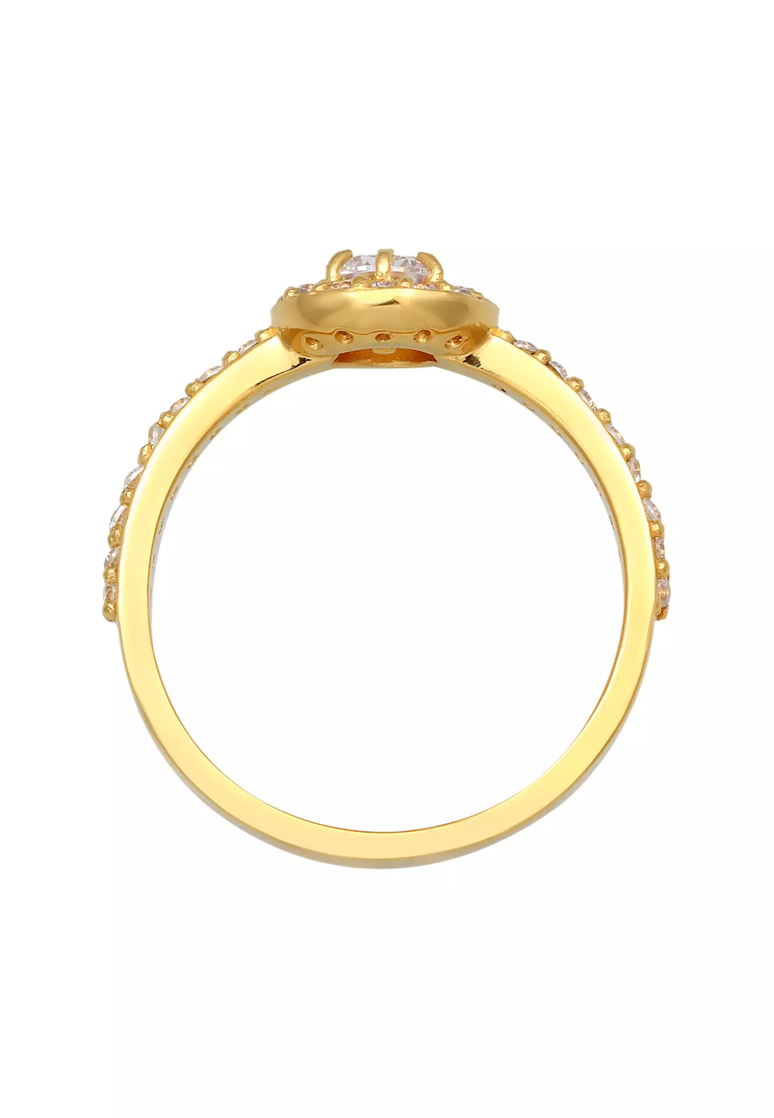Halo Zirconia Engagement Ring – Gold-Plated Silver
