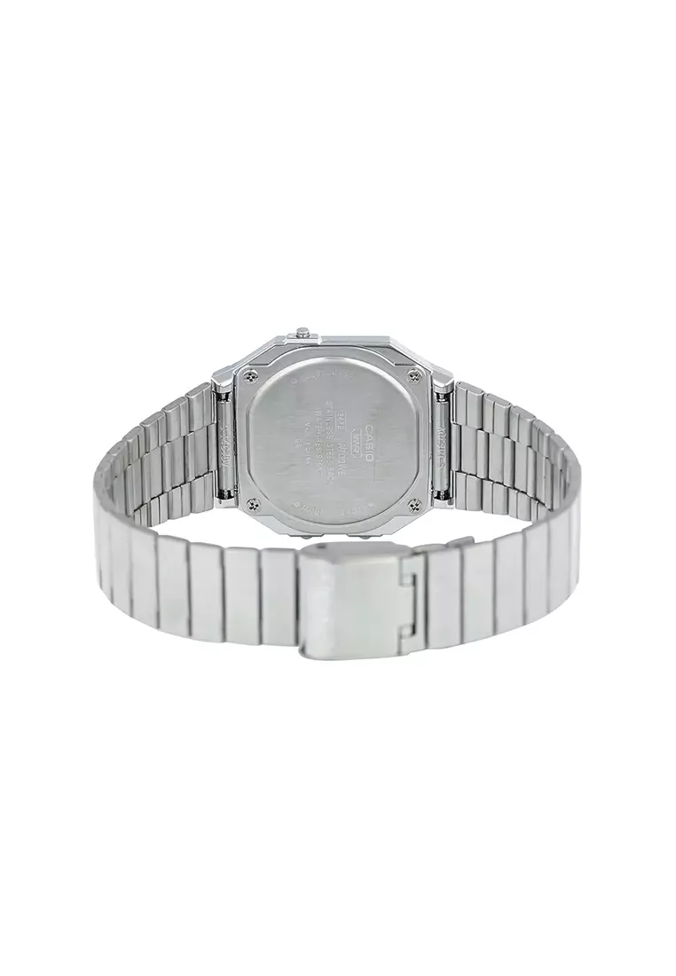 Vintage Unisex Digital Watch A700WEV-7A Silver Stainless Steel Strap