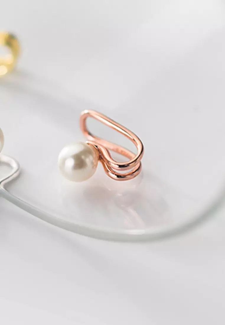 925 Silver Faux Pearl Ear Cuff JW AR-G1717