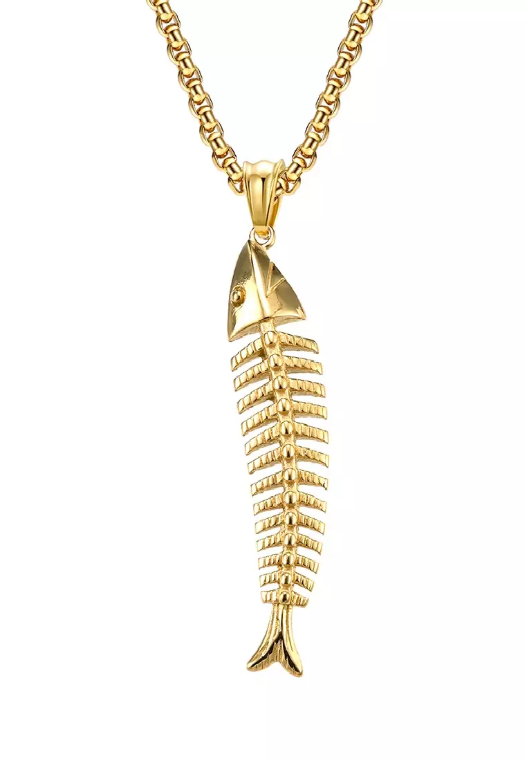 Gold on sale fishbone necklace