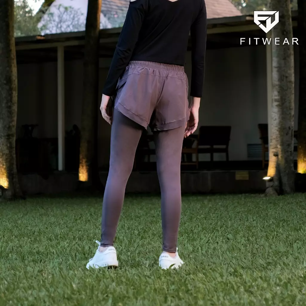 Fitwear - Celana Lari + Inner Legging Wanita Emma Mesh - Old Lavender