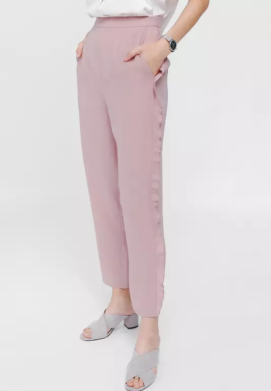 Yaven Side Frill High Waist Cropped Pants