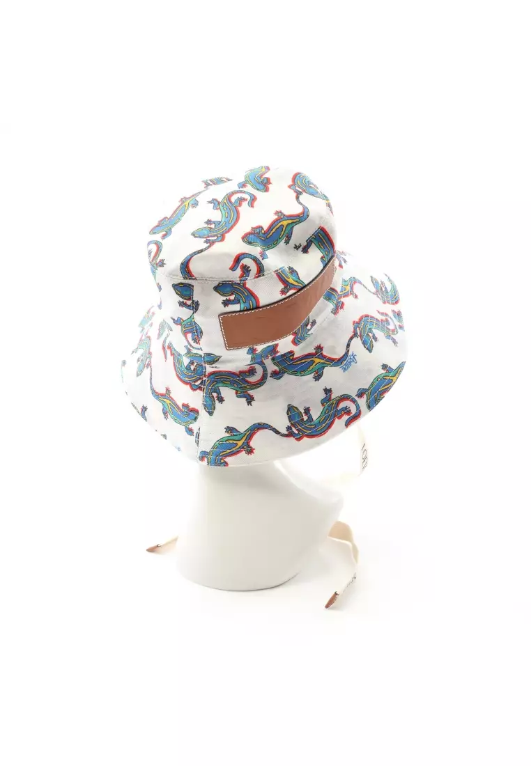 Pre-Loved LOEWE Paula’s Ibiza fisherman hat cotton white multicolor