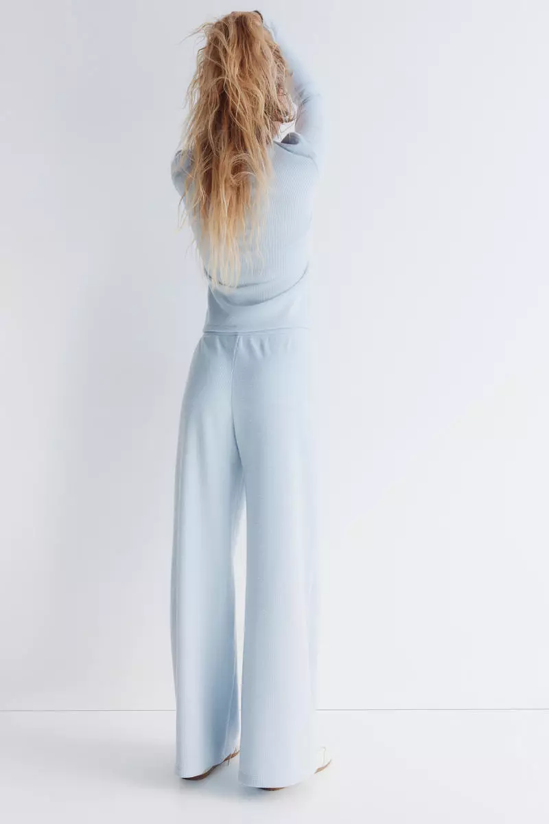 Waffled drawstring trousers