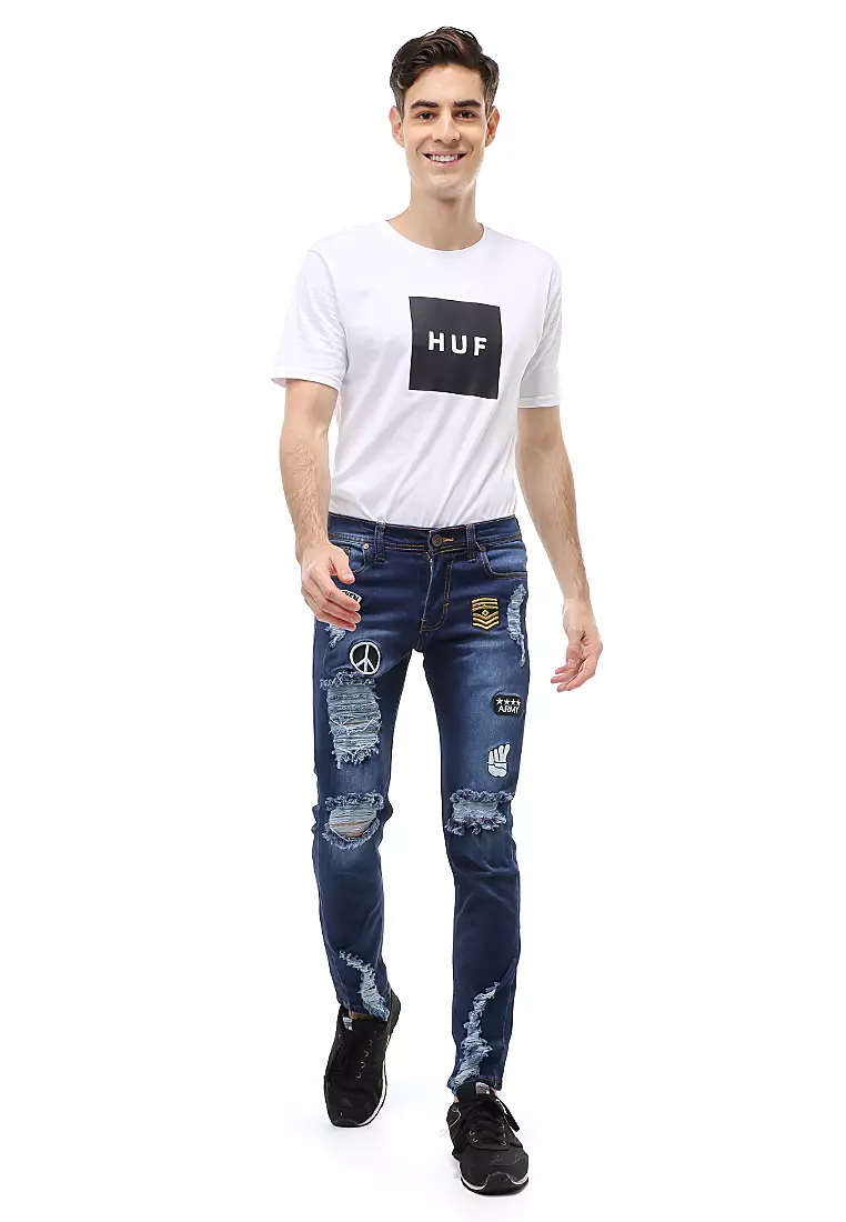 Locko Long Pants Celana Panjang Pria Ripped Jeans Material Denim ORIGINAL - Bio Wash