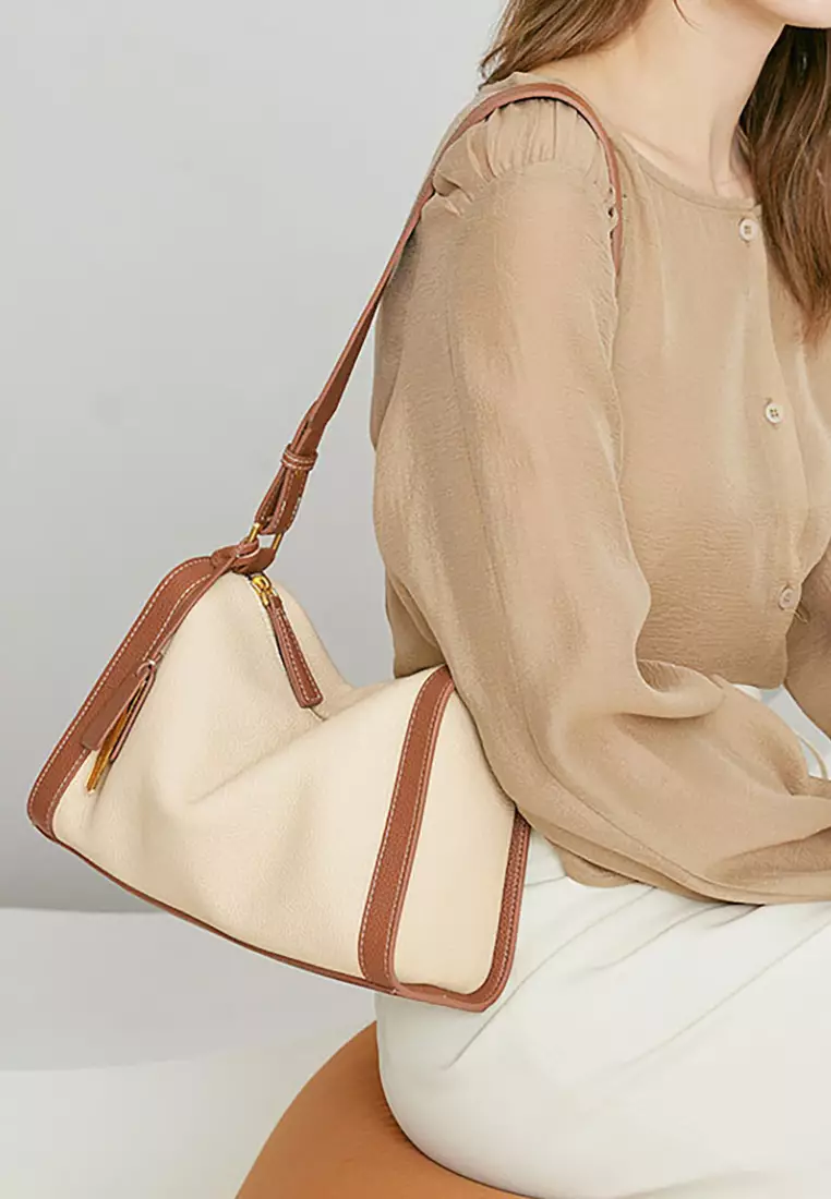Women's Leather Color Contrast Crossbody Bag