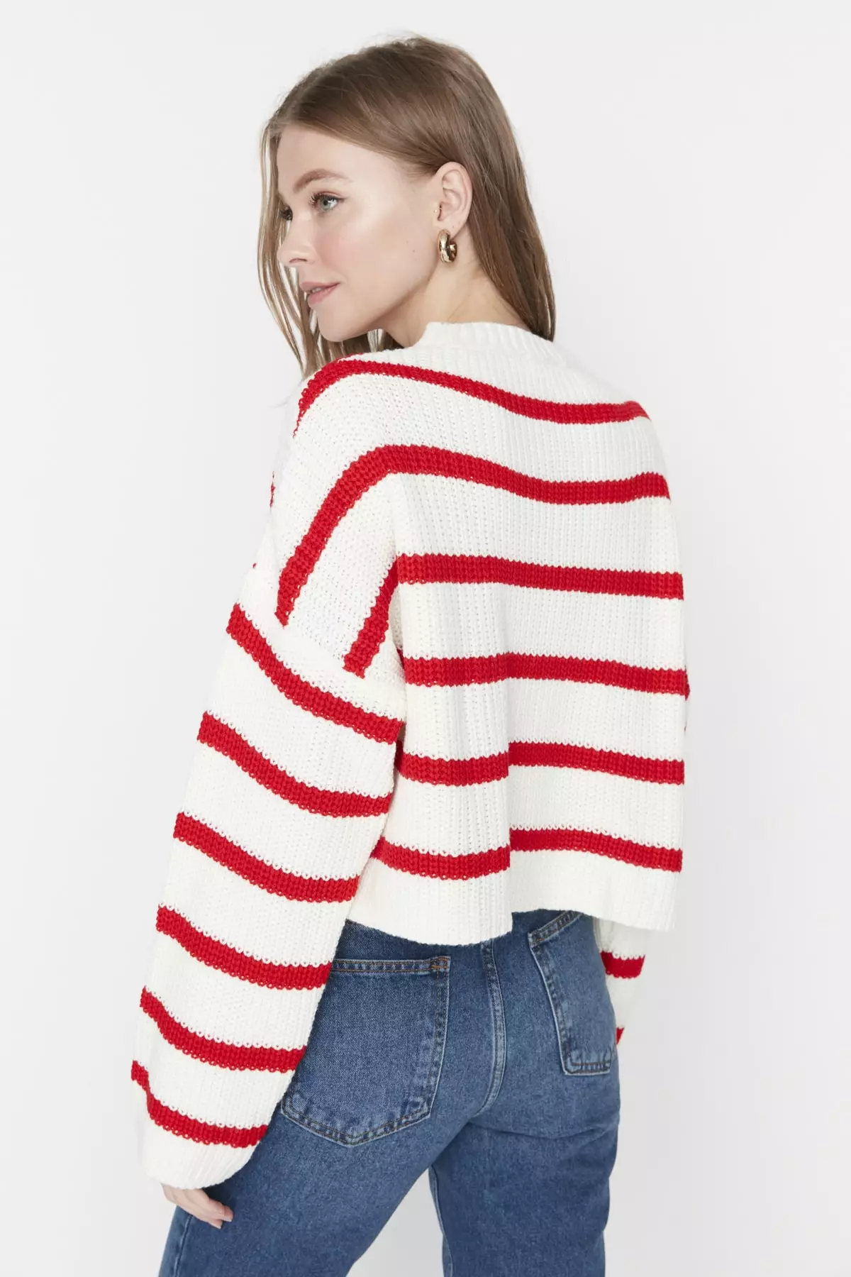 Crop Basic Striped Knit Sweater