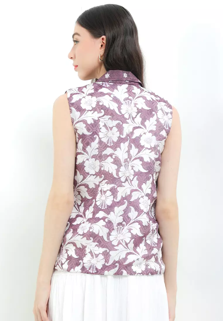 Vest Outer Blouse Atasan Batik Wanita Merona Spesial JFW Collection Amaira Mauve