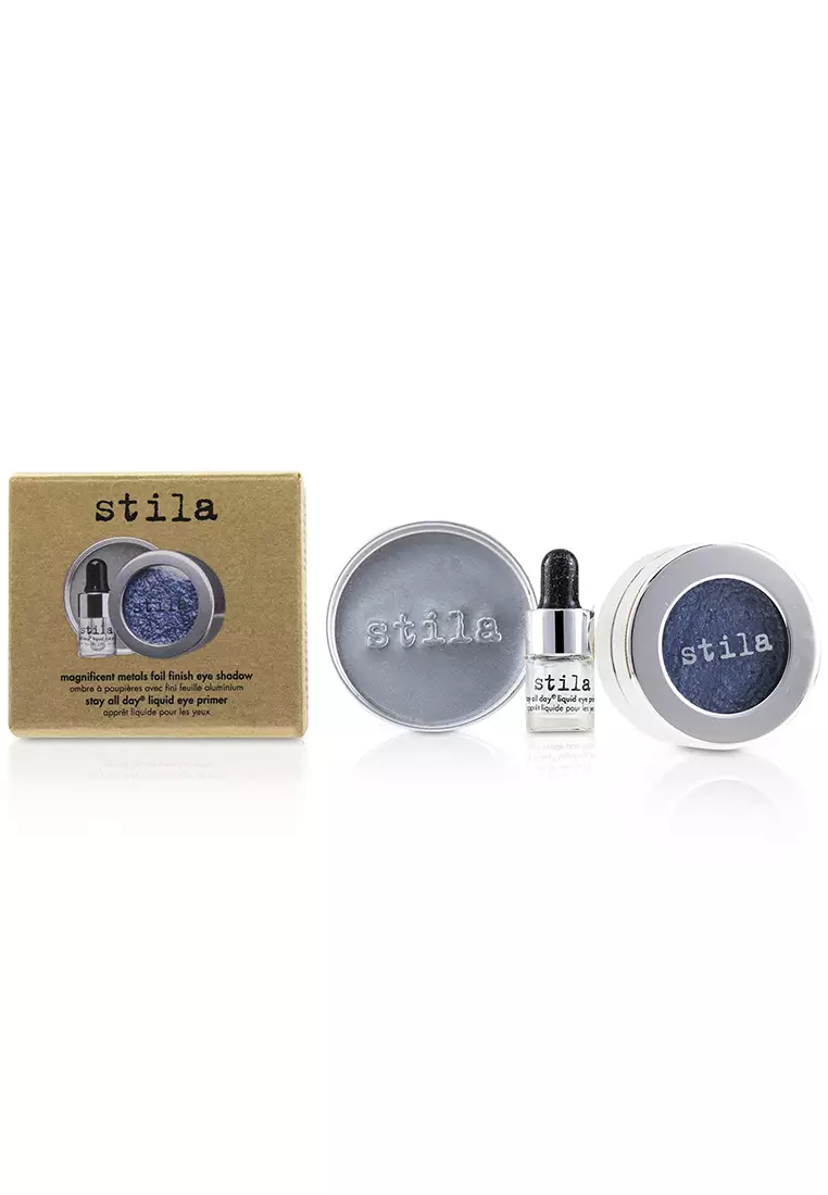 Stila - Magnificent Metals Foil Finish Eye Shadow With Mini Stay All Day Liquid Eye Primer - Metallic Cobalt 2pcs