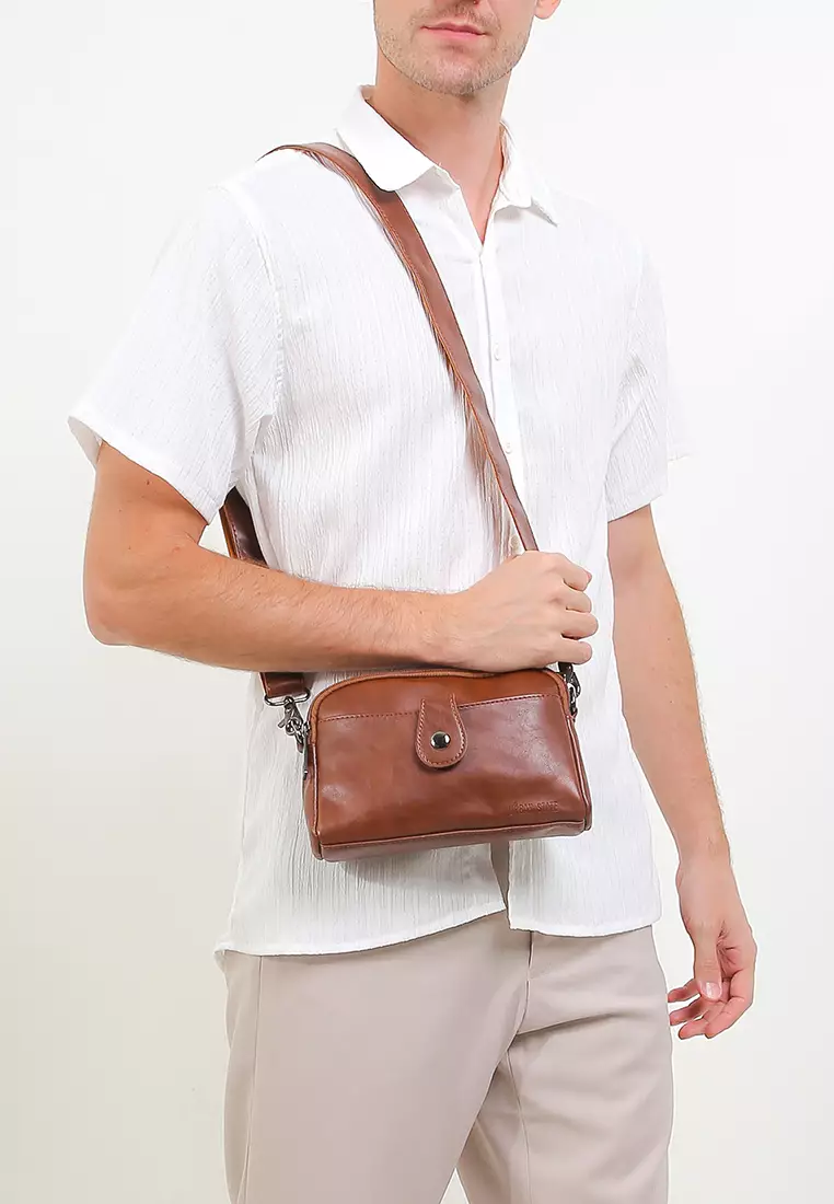 Distressed Leather Legacy Crossbody Pouch Bag