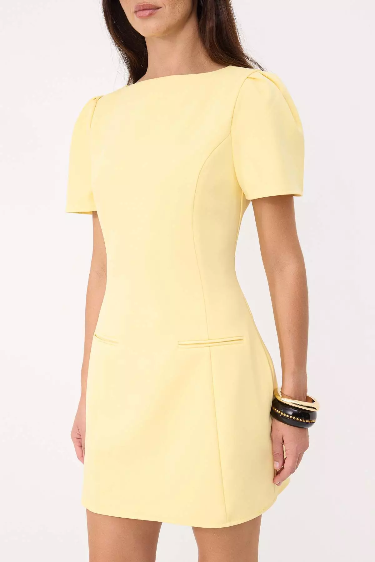 Light Yellow Fileto Pocket Detail Short / Mini Woven Dress Twoaw26El00373