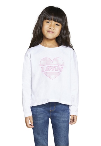 Levi's white Levi's Girl's Heart Shaped Logo Long Sleeves Tee (4 - 7 Years) -  White 9928DKACFAA856GS_1