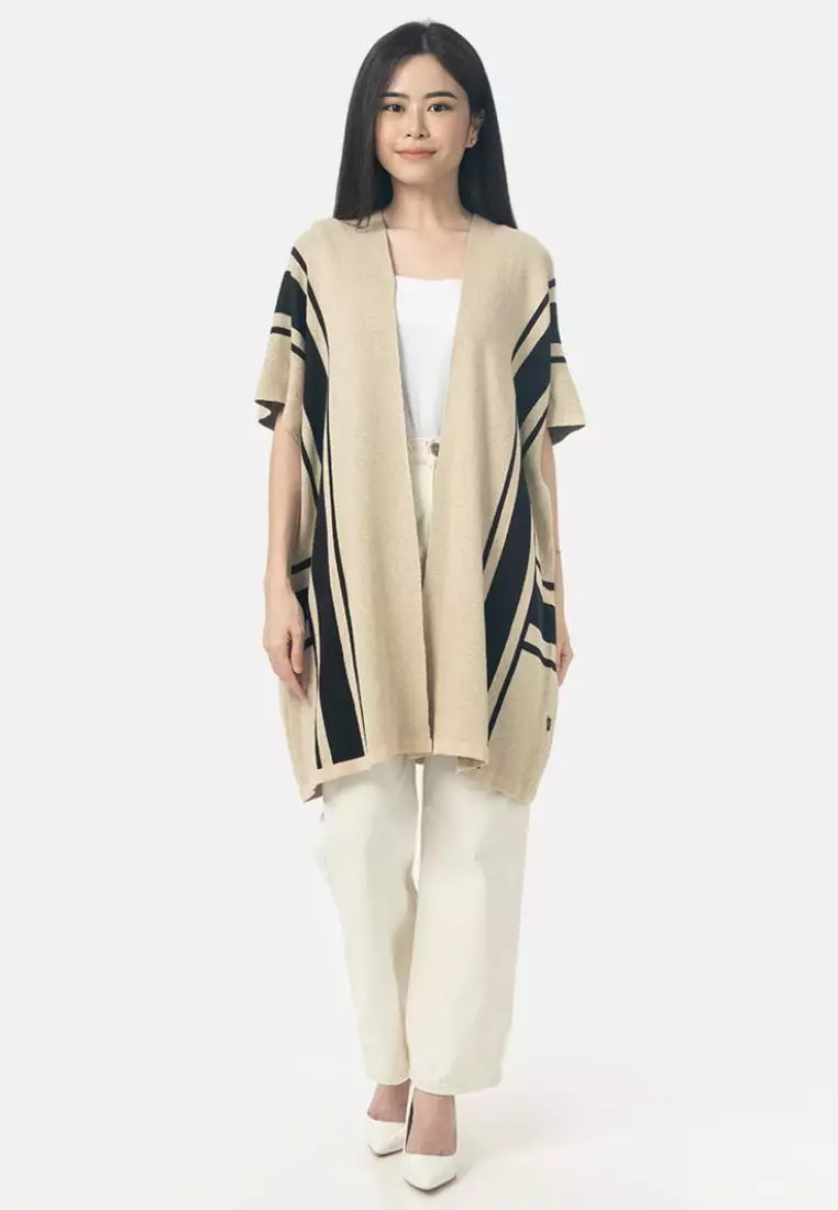 Gio Pattern Knit Cardigan in Beige