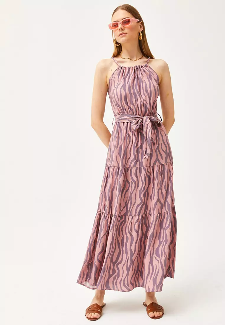 Halter Neck Belted Dress